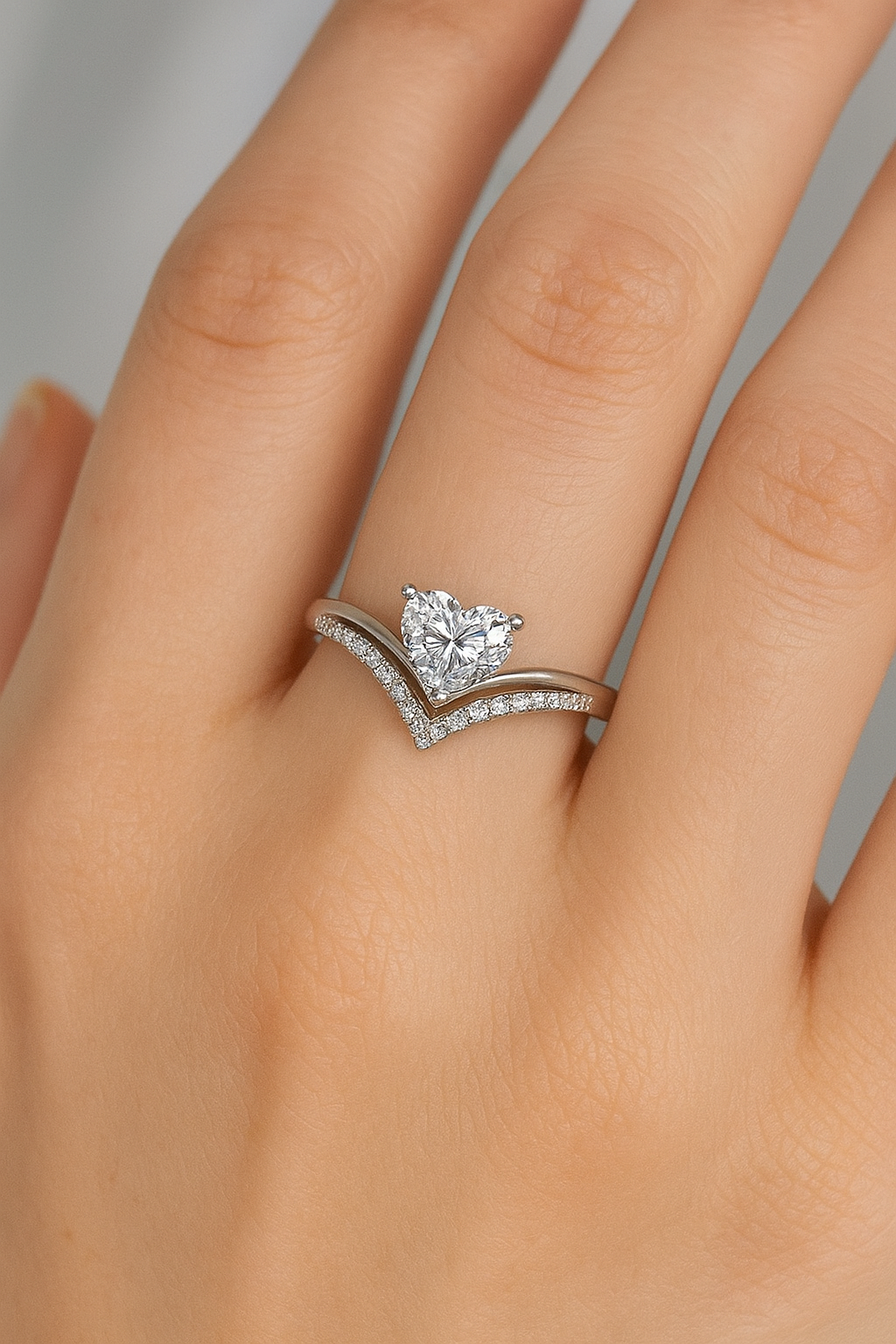 Silver Double Layered Heart Adjustable Ring