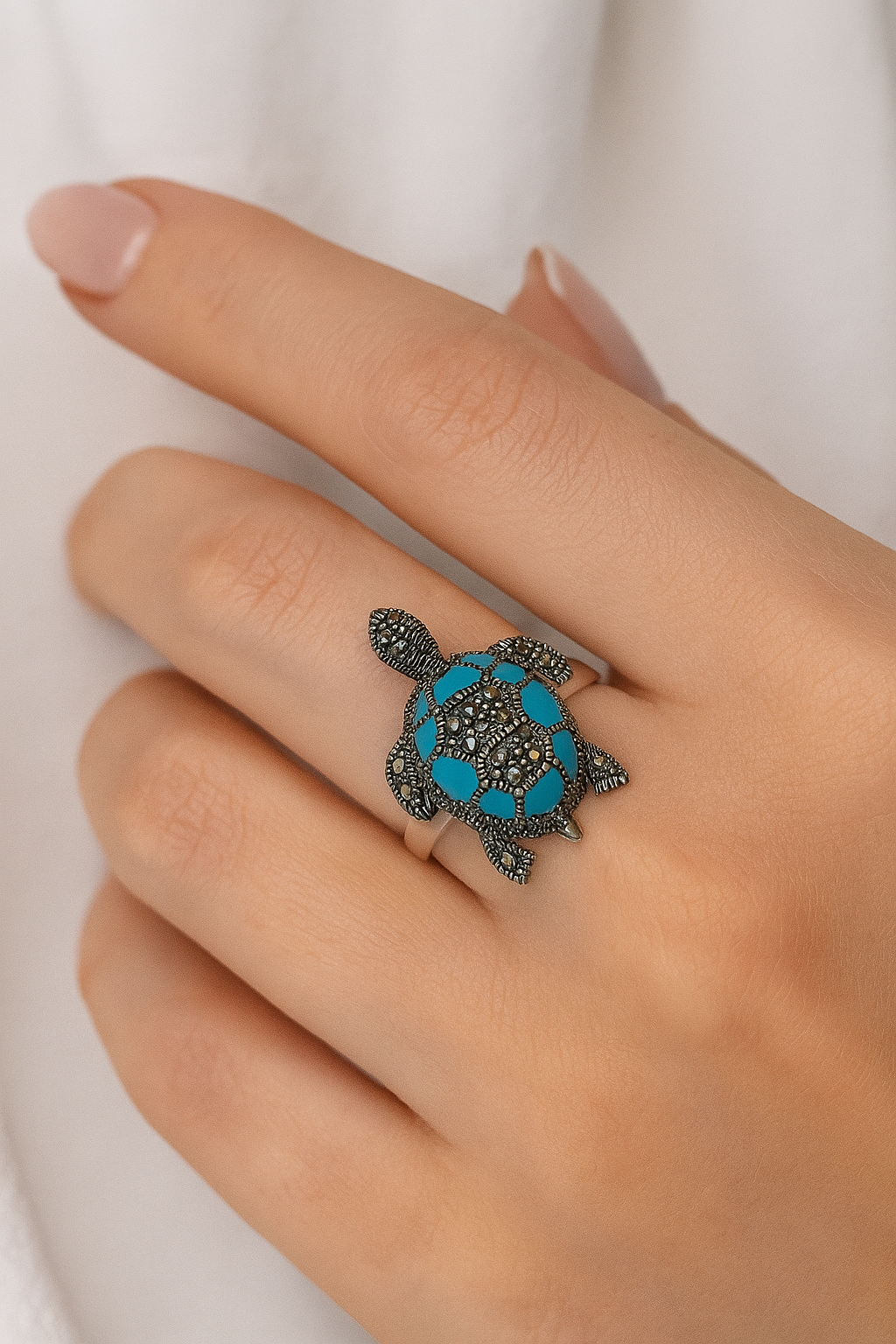 Turtle Design Silver Ring
