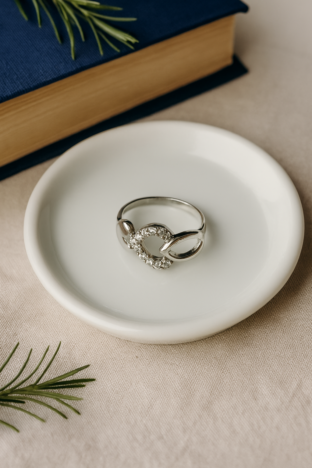 Sparkling Dual Heart Silver Ring