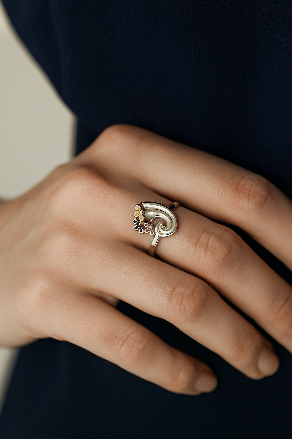 Blossom Swirl Sterling Silver Ring