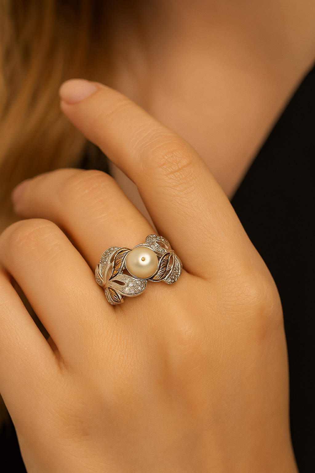 Pearl Blossom Silver Ring