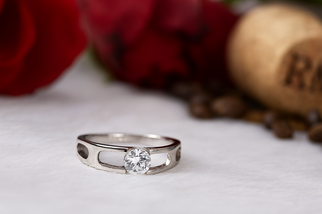 Elegant Solitaire Cut-Out Silver Ring