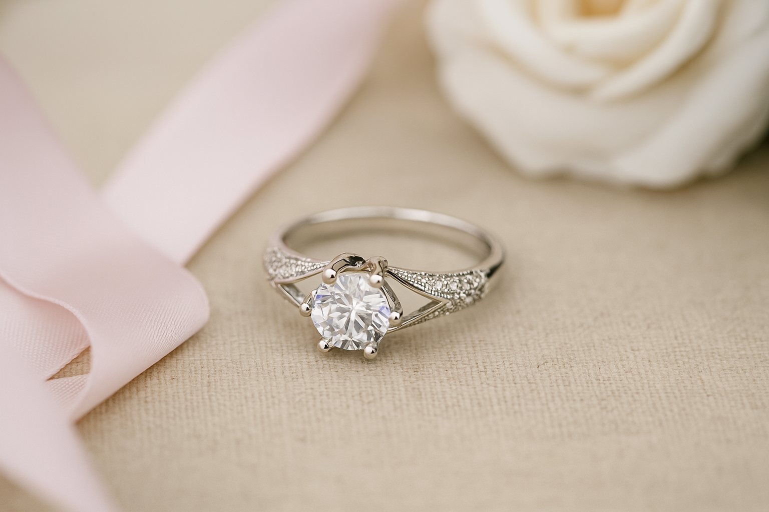 Elegant Split Shank Diamond Ring