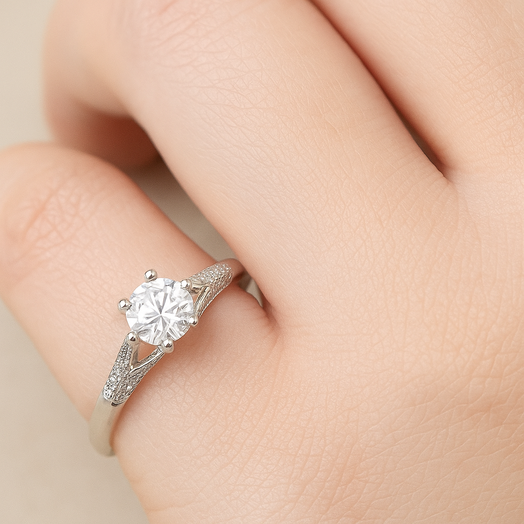 Elegant Split Shank Diamond Ring