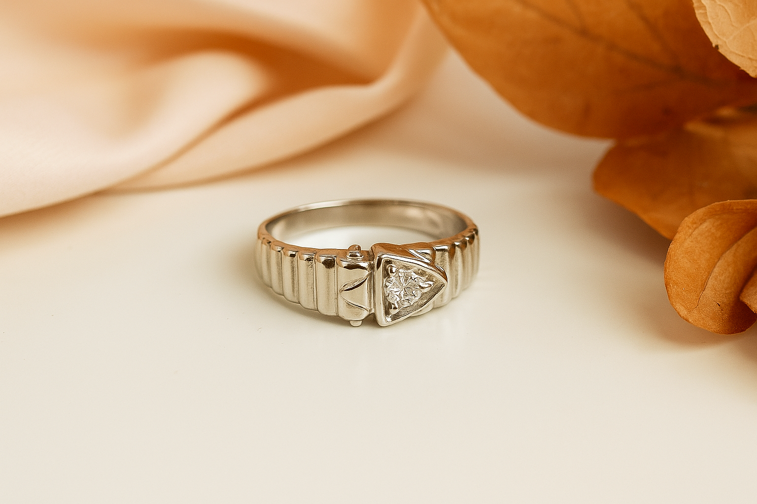 Triangular Solitaire Silver Ring