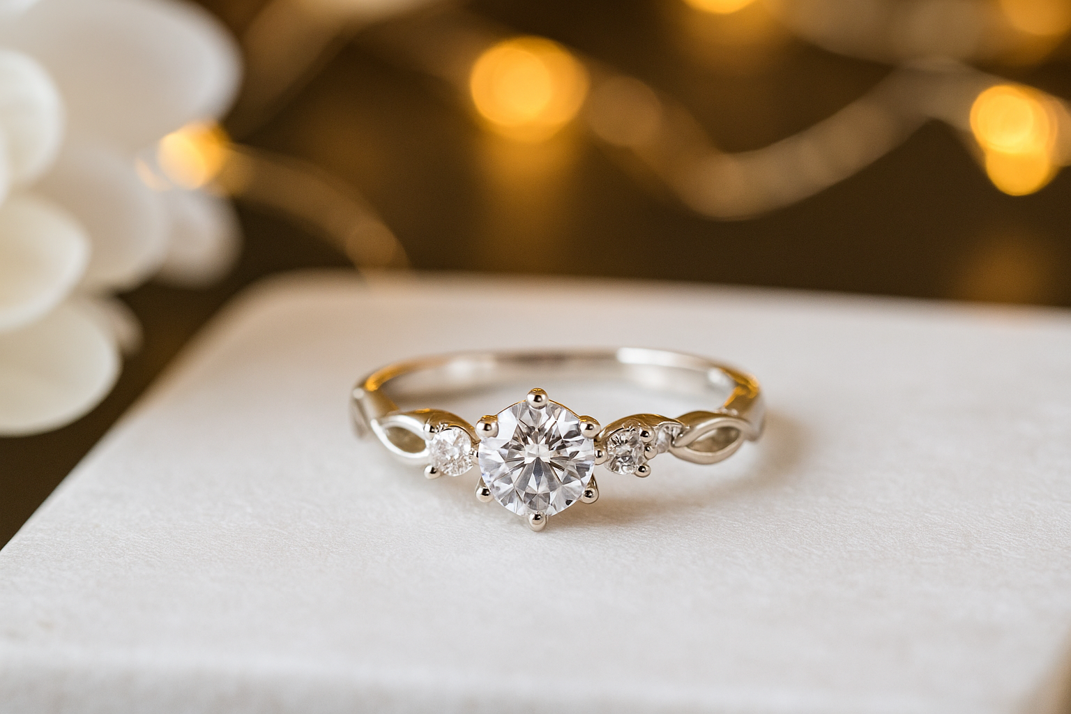 Leaf Bloom Solitaire Ring