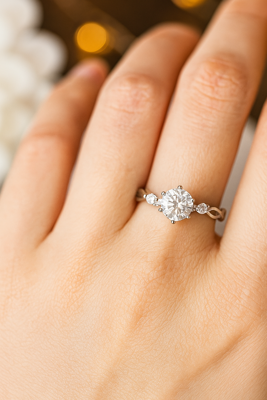 Leaf Bloom Solitaire Ring