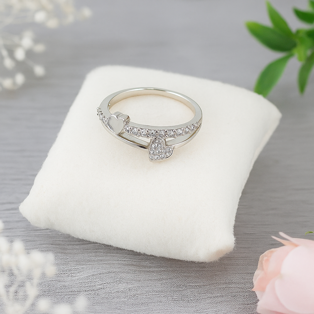 Double Heart Sparkle Ring