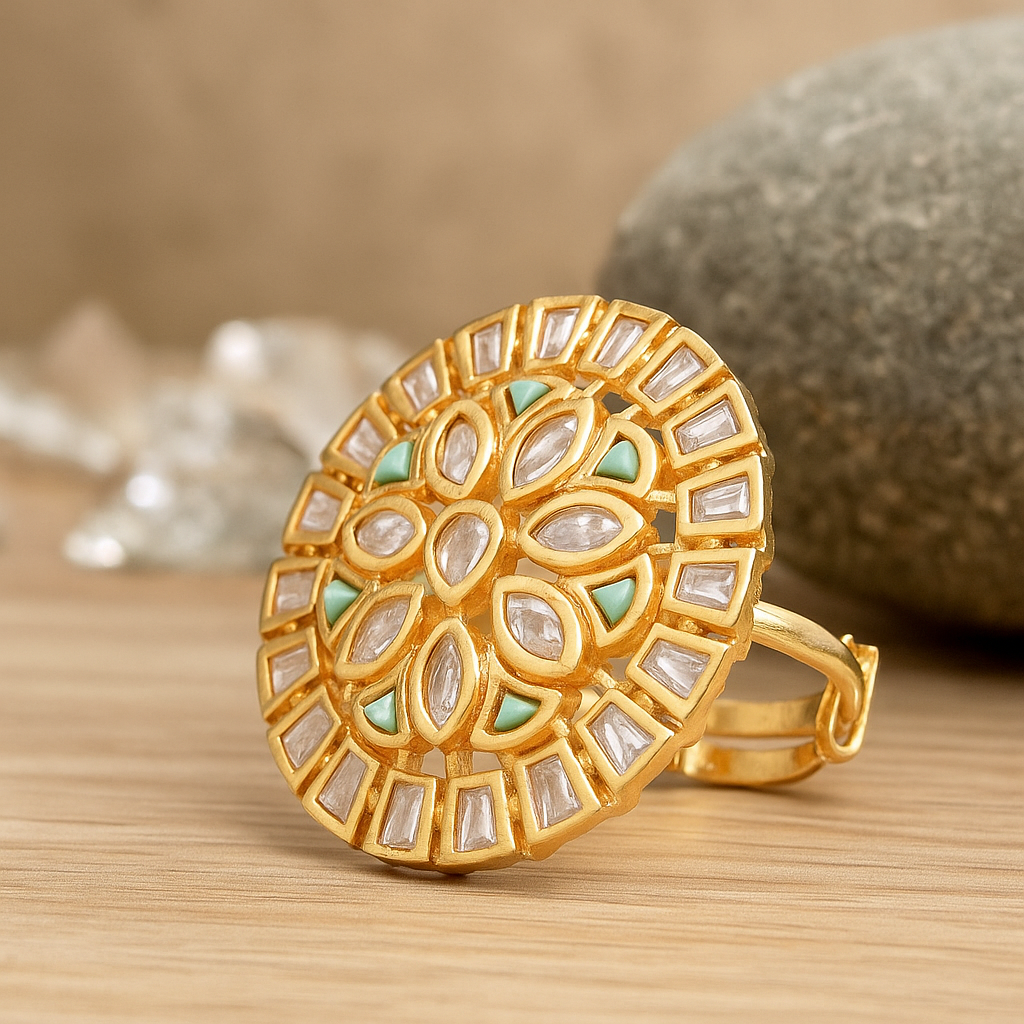 Regal Blossom Kundan Ring