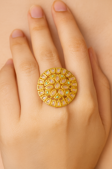 Regal Blossom Kundan Ring