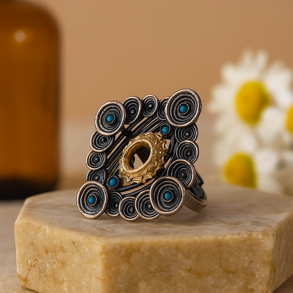 Antique Spiral Blue Stone Ring