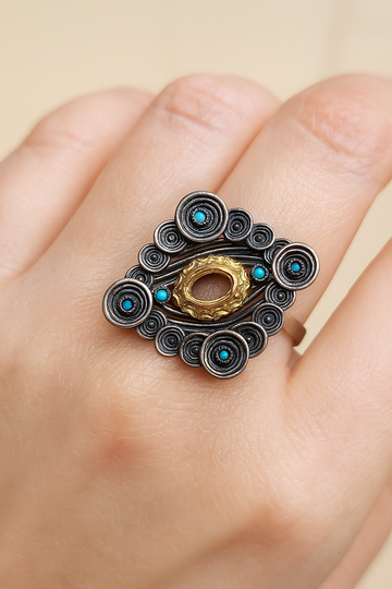Antique Spiral Blue Stone Ring