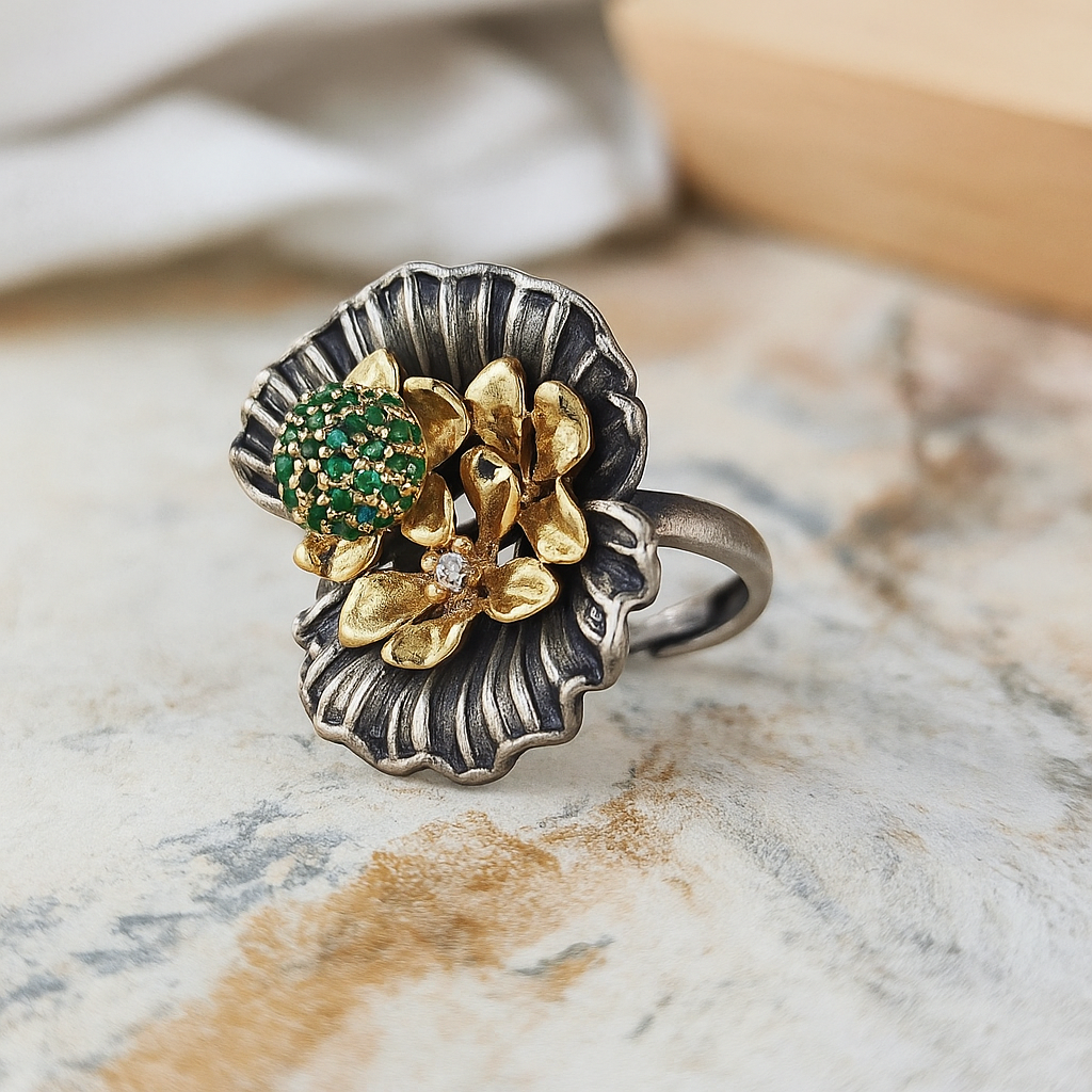 Floral Bloom Dual-Tone Ring