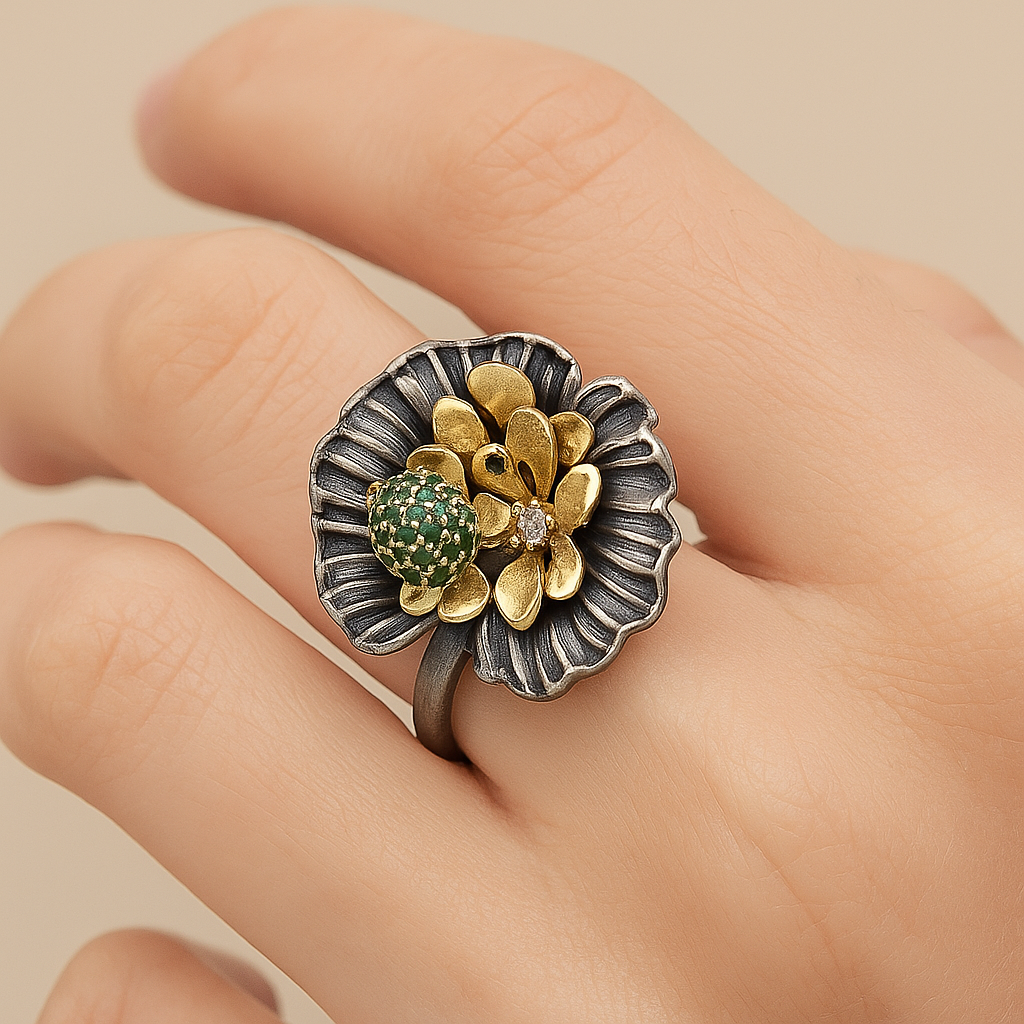 Floral Bloom Dual-Tone Ring