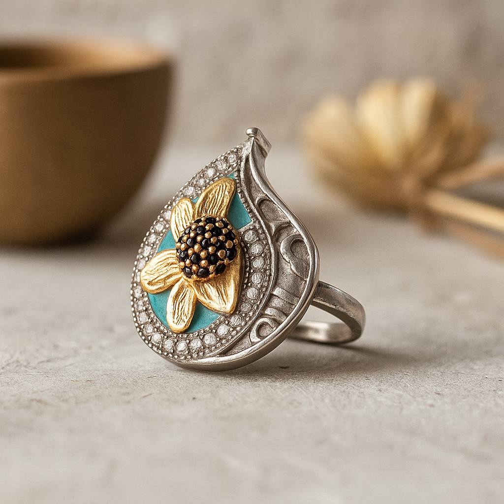 Teardrop Turquoise Bloom Ring