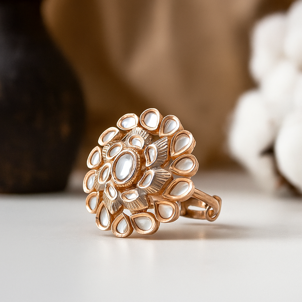 Floral Kundan Statement Ring