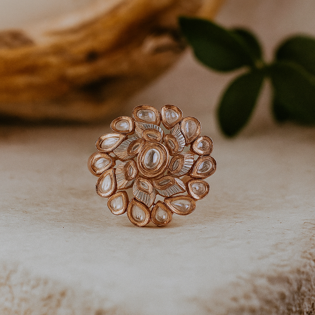 Floral Kundan Statement Ring