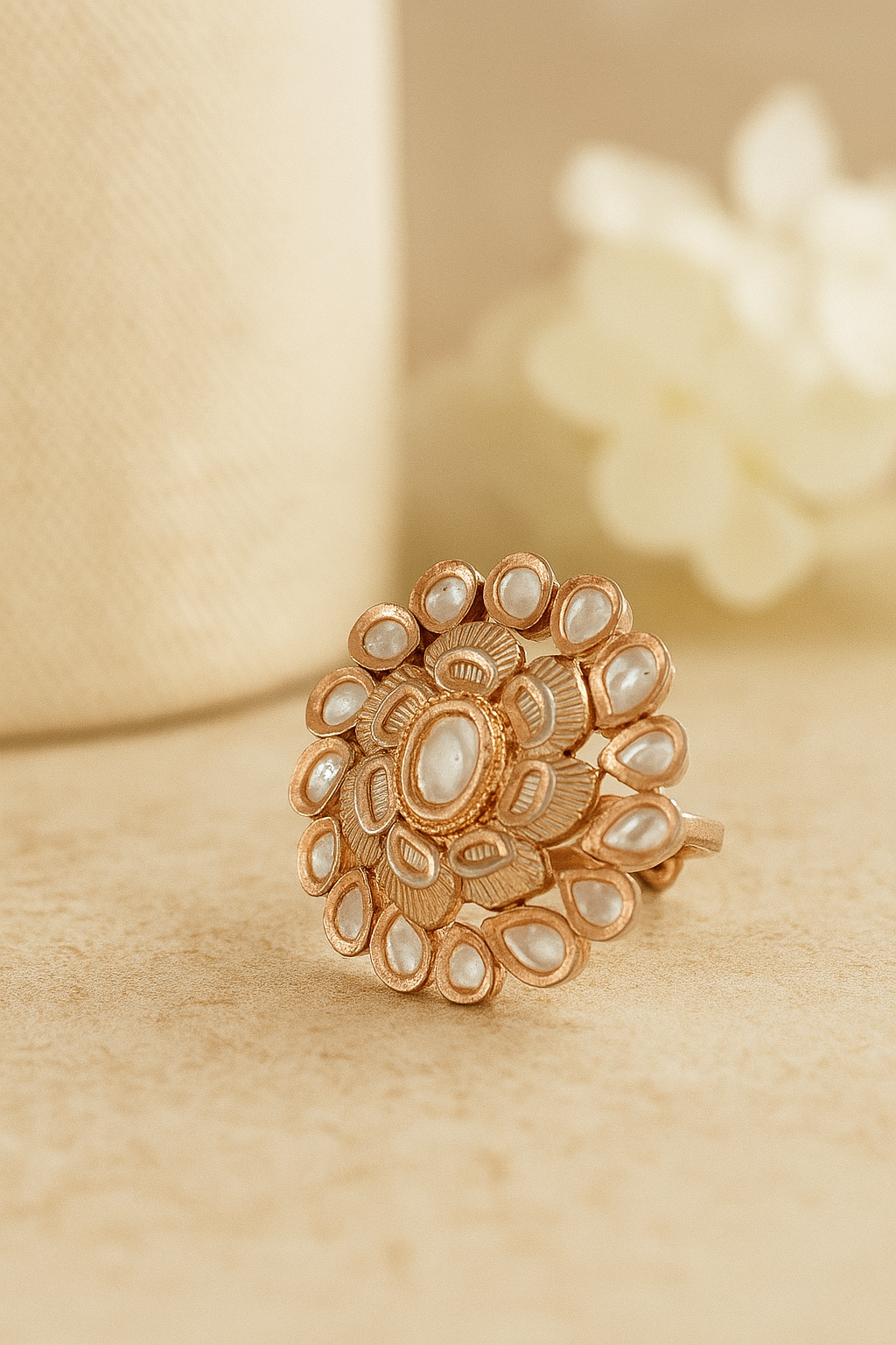 Floral Kundan Statement Ring