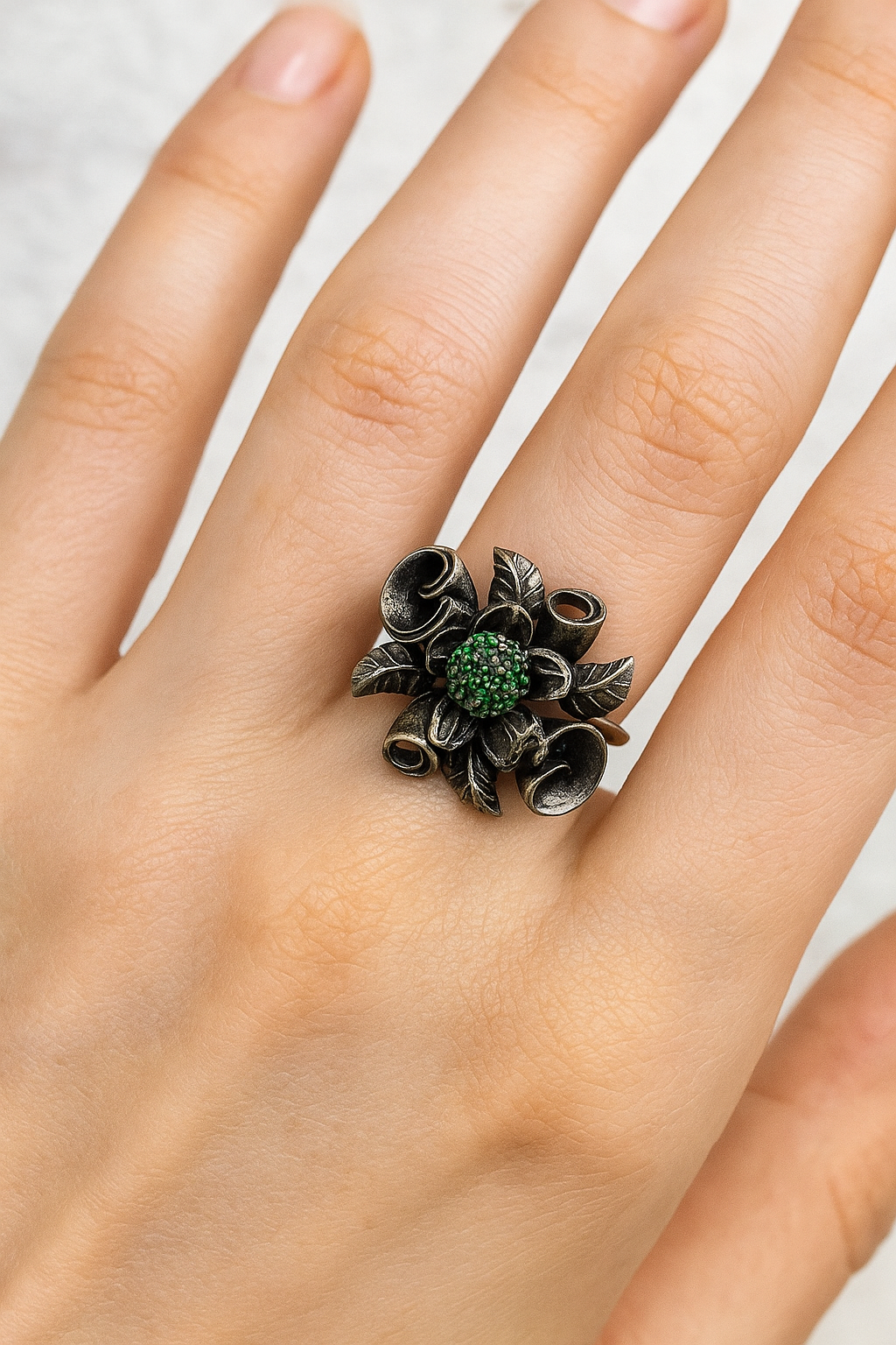 Vintage Floral Silver Ring