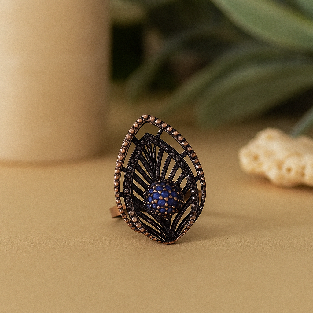 Midnight Leaf Silver Ring