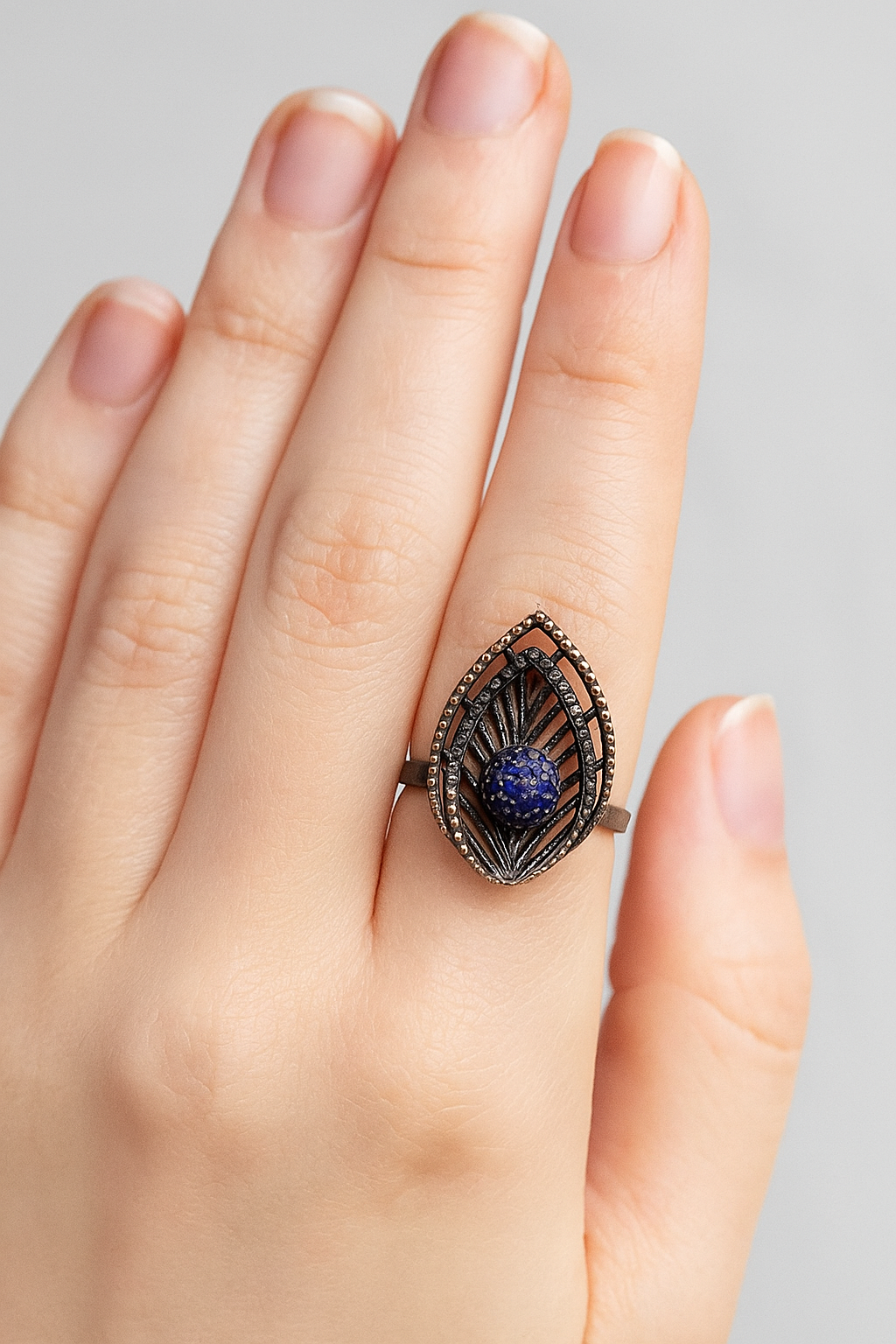 Midnight Leaf Silver Ring