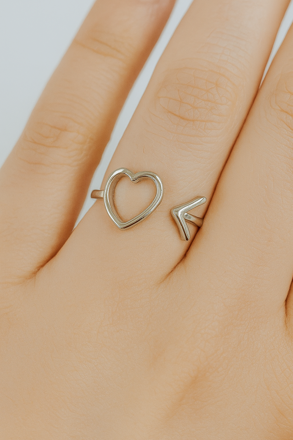 Silver Heart Arrow Ring