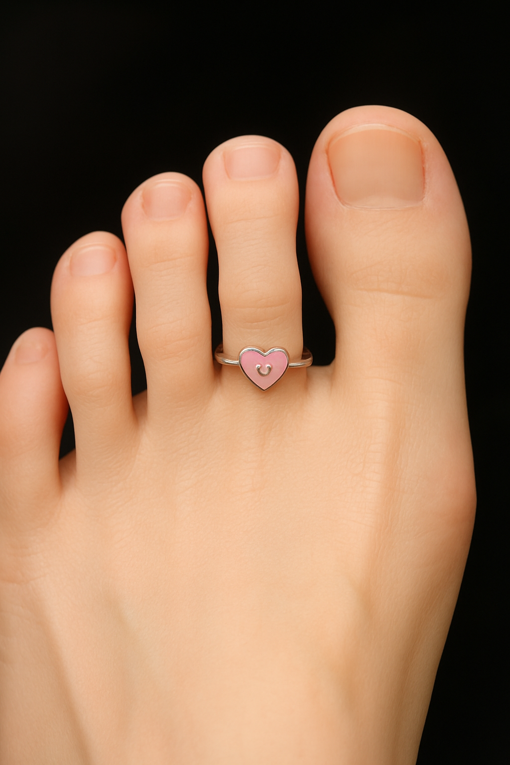 Silver Pink Heart Toering