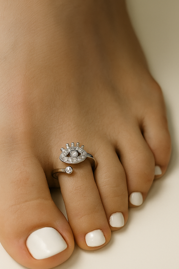 Evil Eye Sparkle Toe Rings