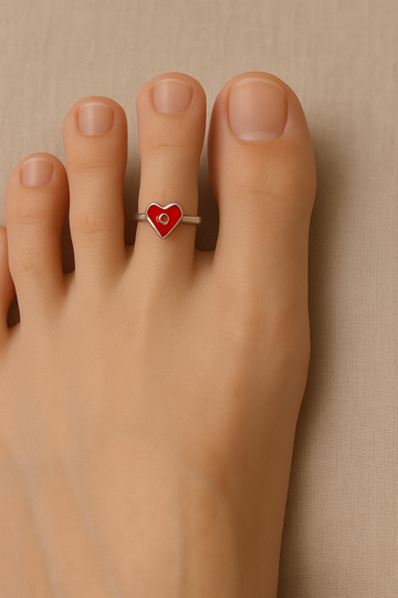 Silver Red Heart Toering