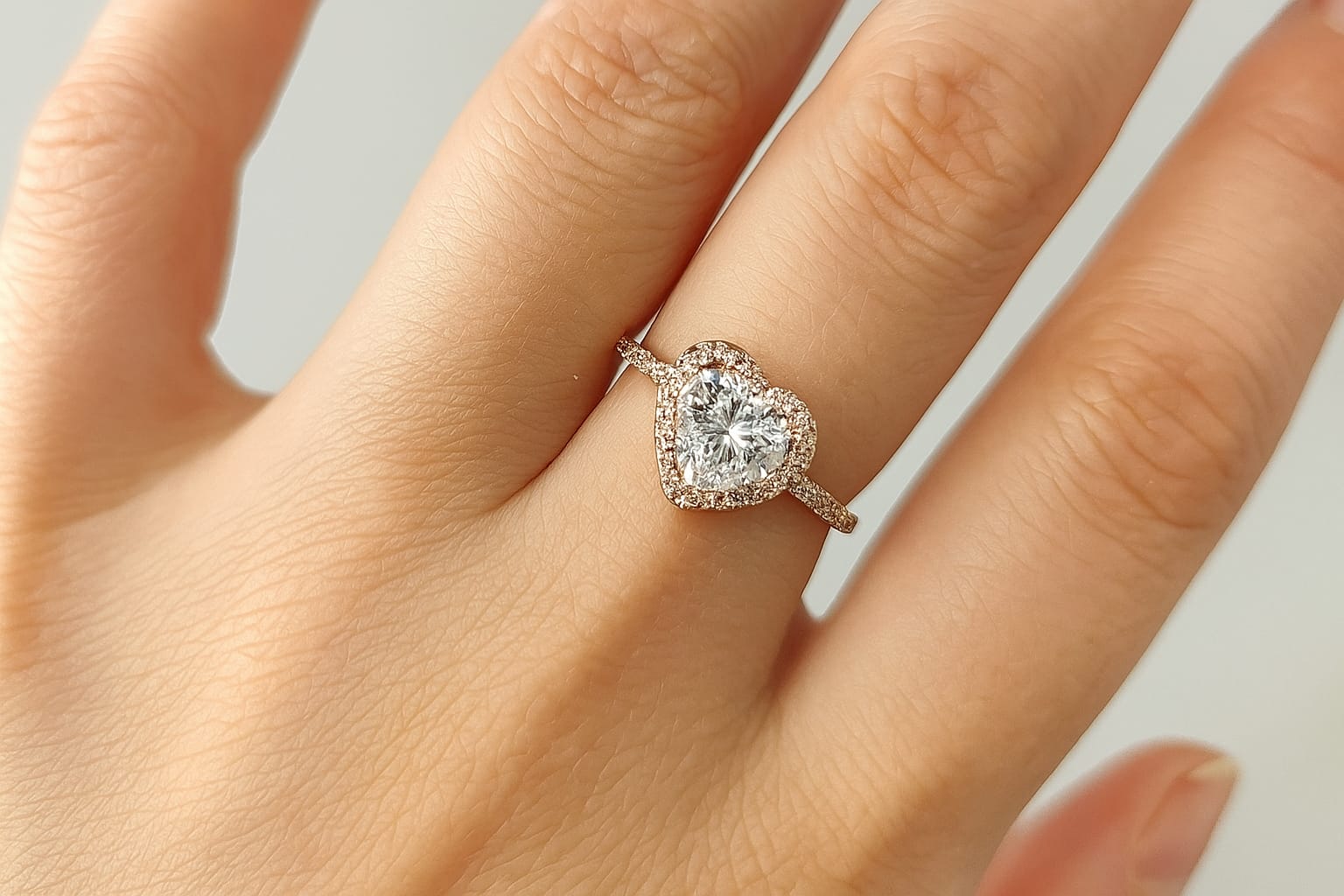 Crystal Heart Halo Ring
