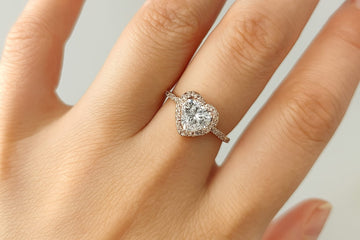 Crystal Heart Halo Ring