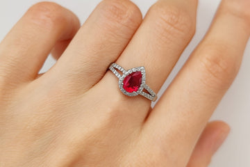 Crimson Drop Dual-Band Ring