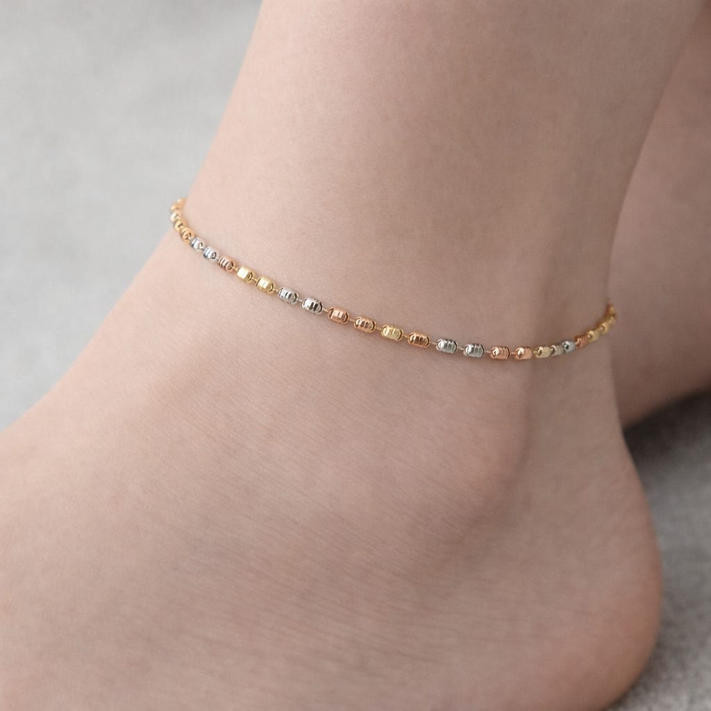TriTone Luxe Silver Anklet