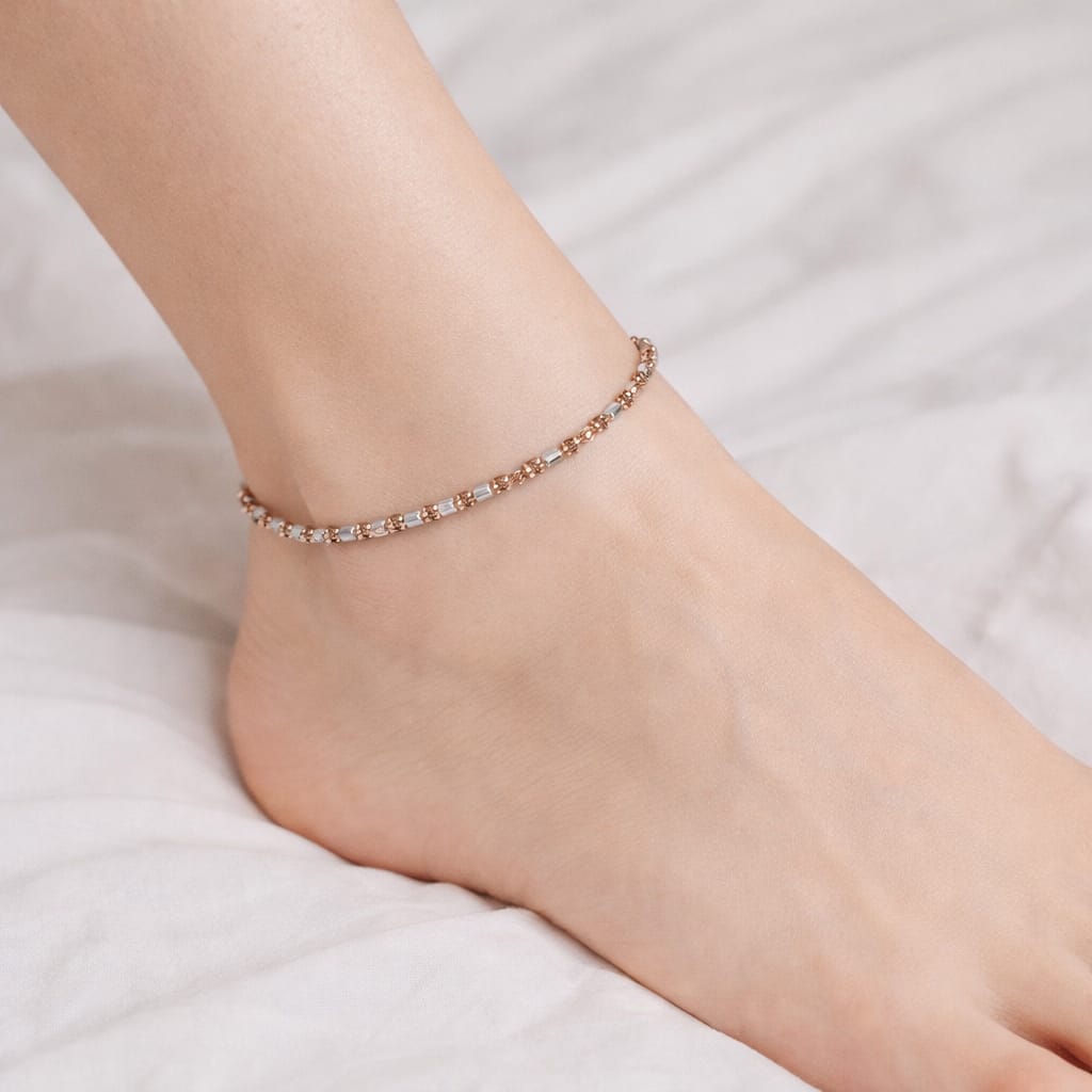 Rose Glint Silver Anklet