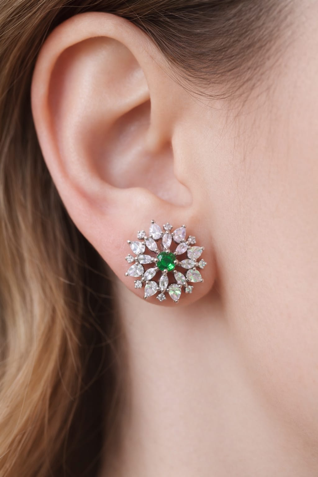 Emerald Glow Bloom Studs