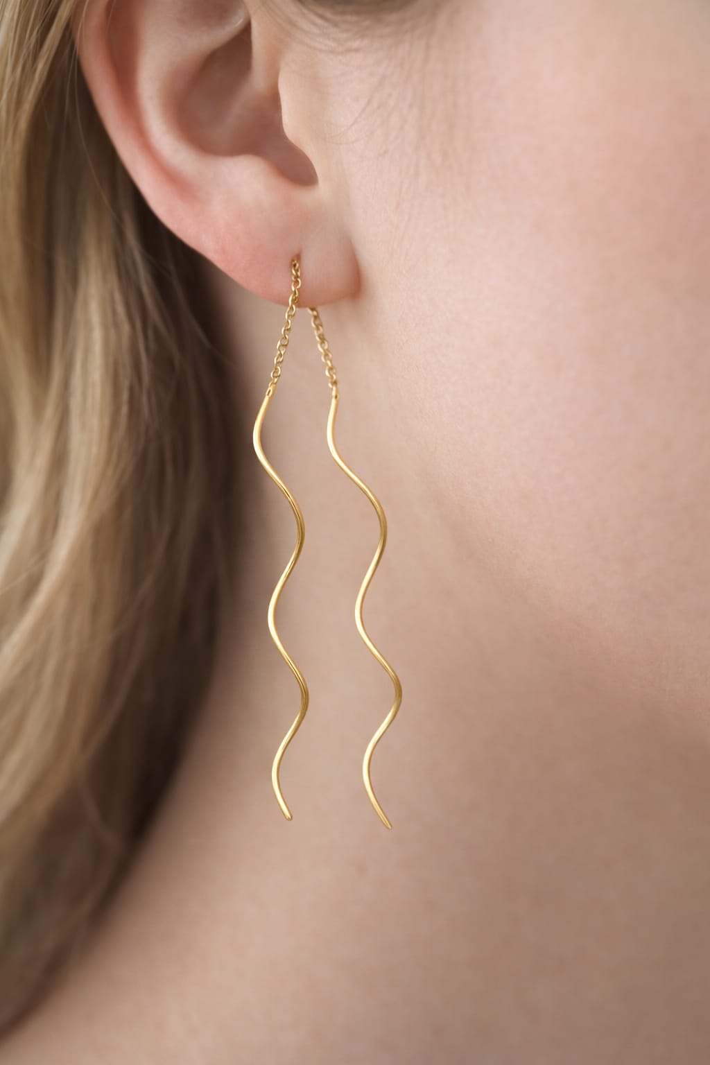 Golden Wave Drop Earrings