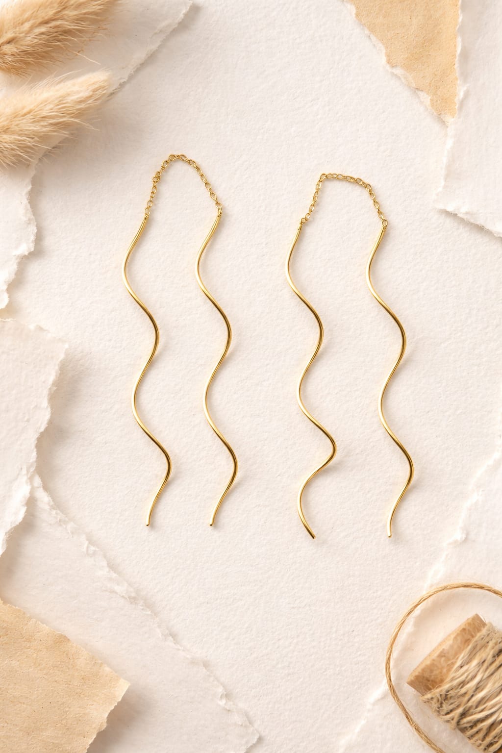 Golden Wave Drop Earrings