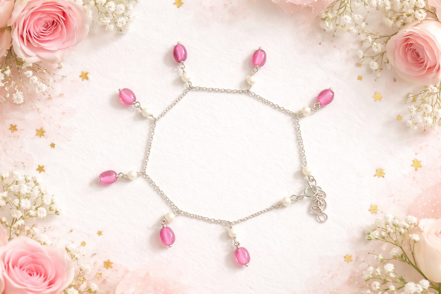 Rosé Pearl Drop Bracelet