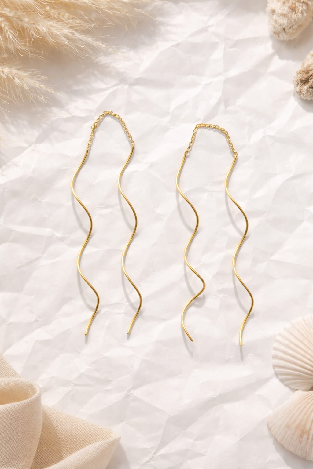 Golden Wave Drop Earrings