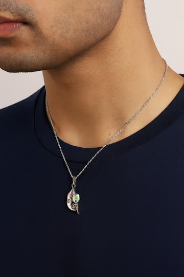 Silver Colorful Ganesha Chain Pendant