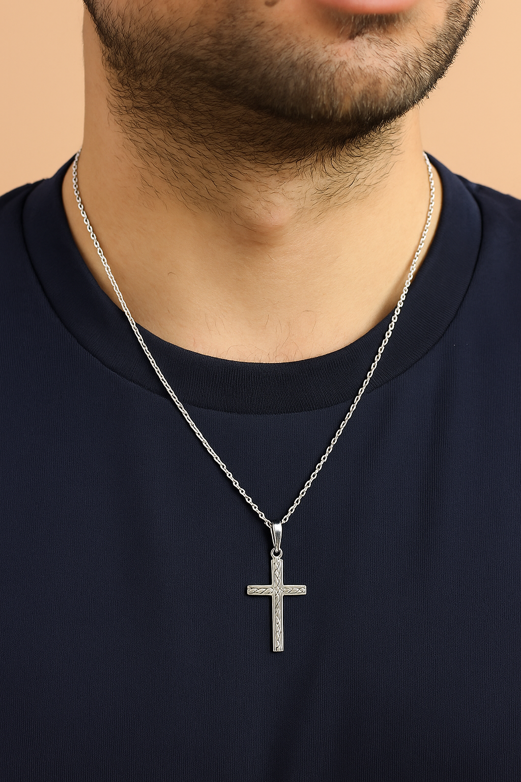 Silver Faith Cross Chain Pendant