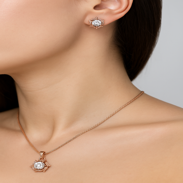 Silver Rosegold Sun Embrance Pendant Set